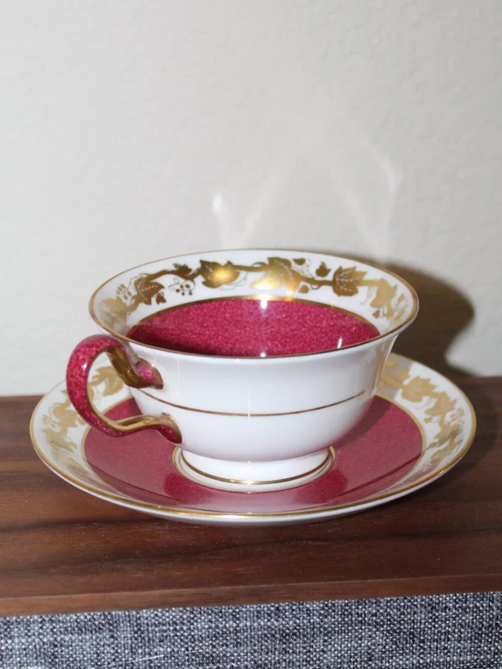 Tea Cup & Saucer Wedgwood Whitehall W3994 Powder Ruby Bone China